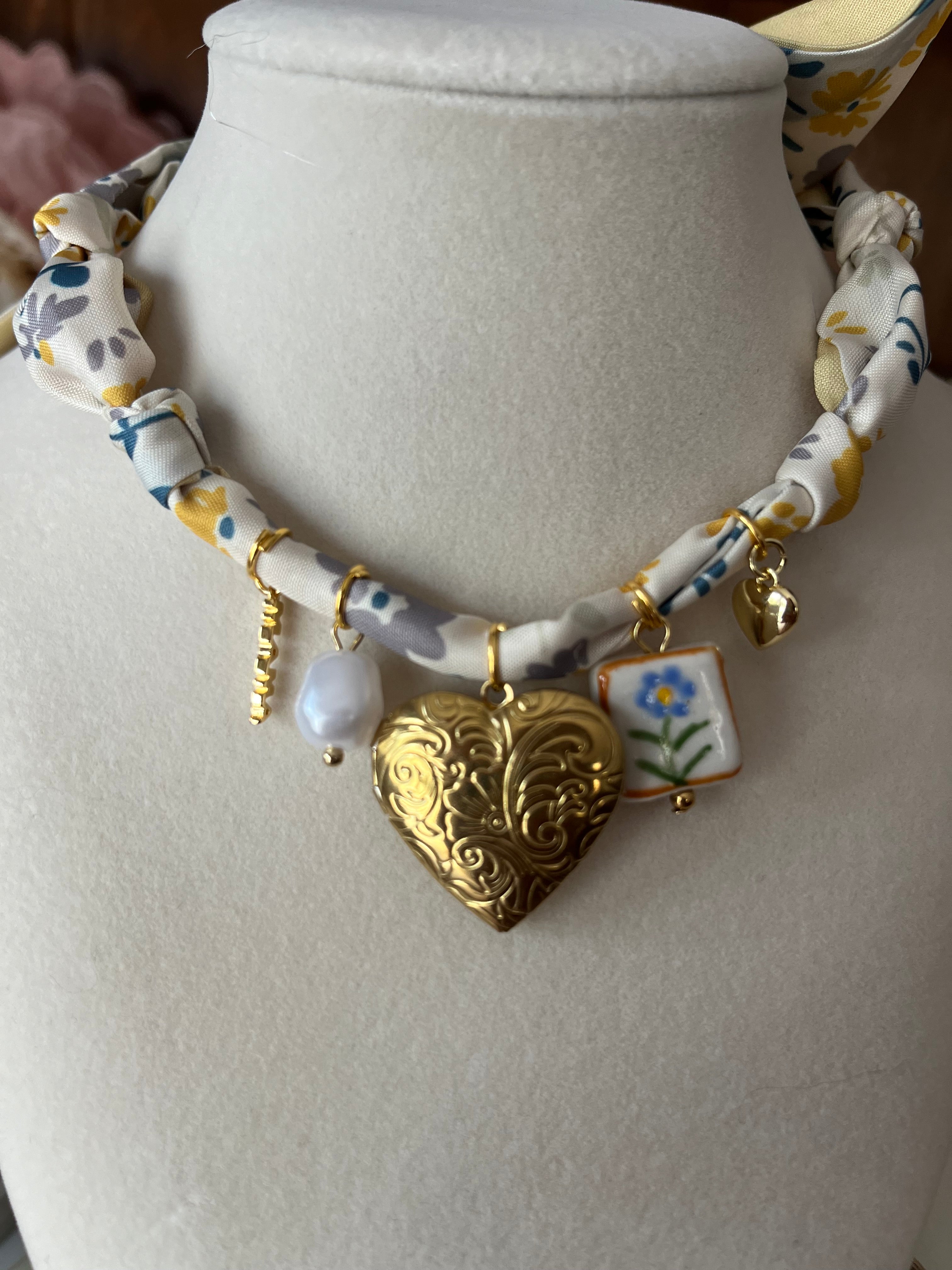 Golden Locket Mama Cottage Charm Necklace