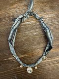 Muted Green Cottage Floral Bandana Necklace