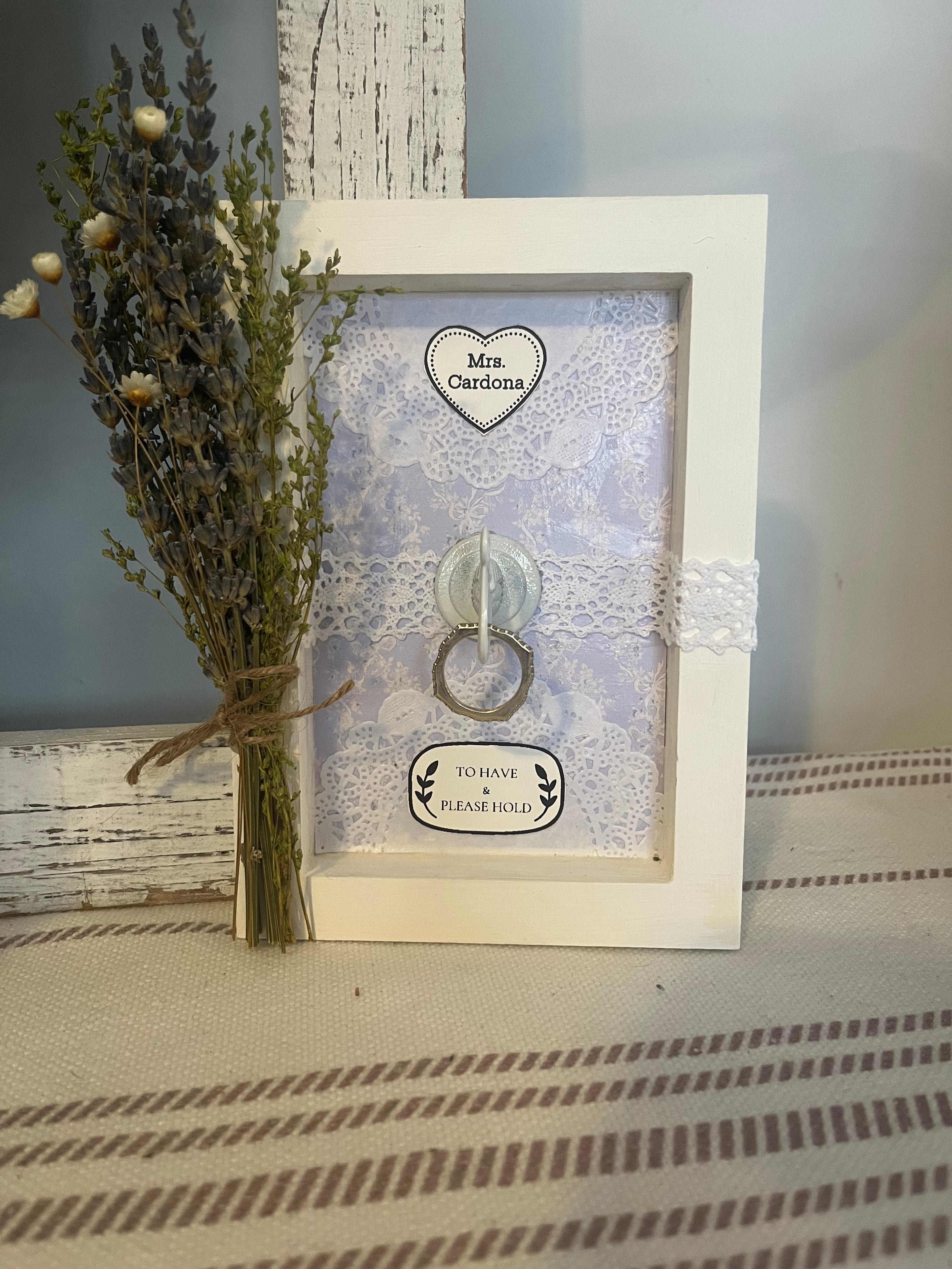 Personalized Bridal Ring Holder - Custom Wedding Band Frame